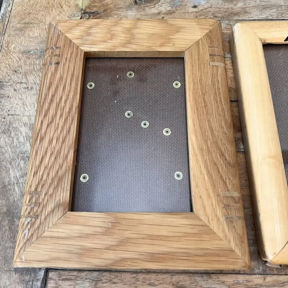 Handcrafted Wooden Inlay Design Picture Frames Set of 2 Modern Minimalist